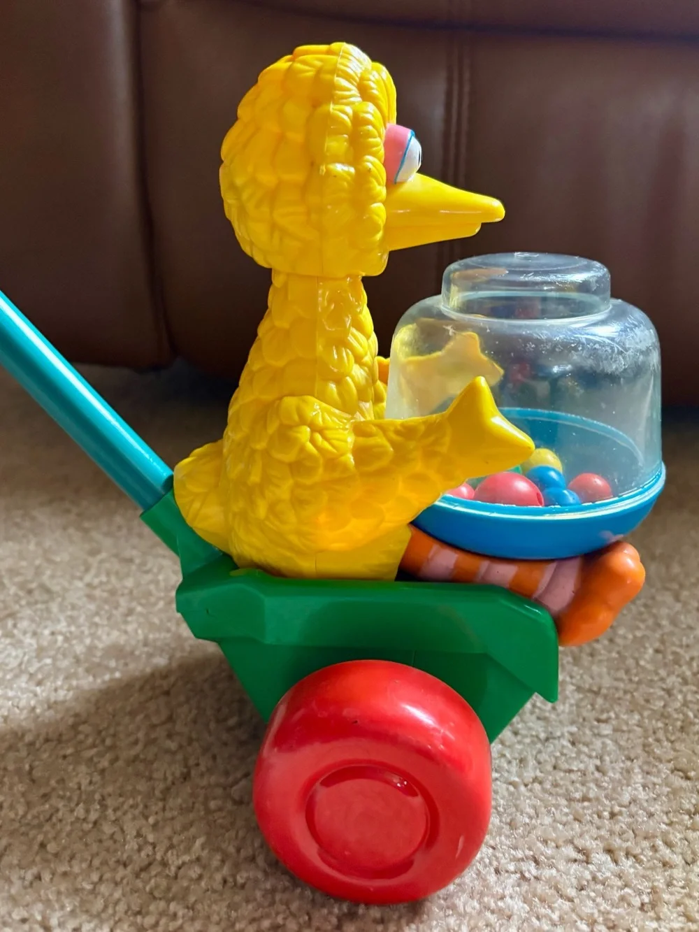 Vintage Sesame Street Big Bird Popper Push Toy.